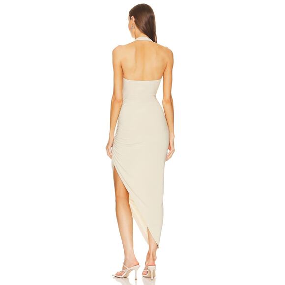 Norma Kamali Cayla Side Drape Gown Halter Neck Ruched Side Jersey Mist Size XXS - Picture 4 of 12